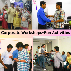 Employees engaging in fun team-building games during a corporate workshop